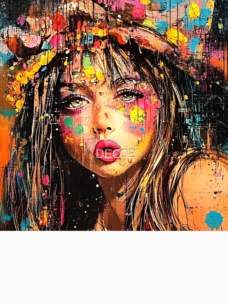 Whimsy Pop Art Female Collage-Style Vibrant Art by DEC02 Unisex , , , Long Sleeve Tee