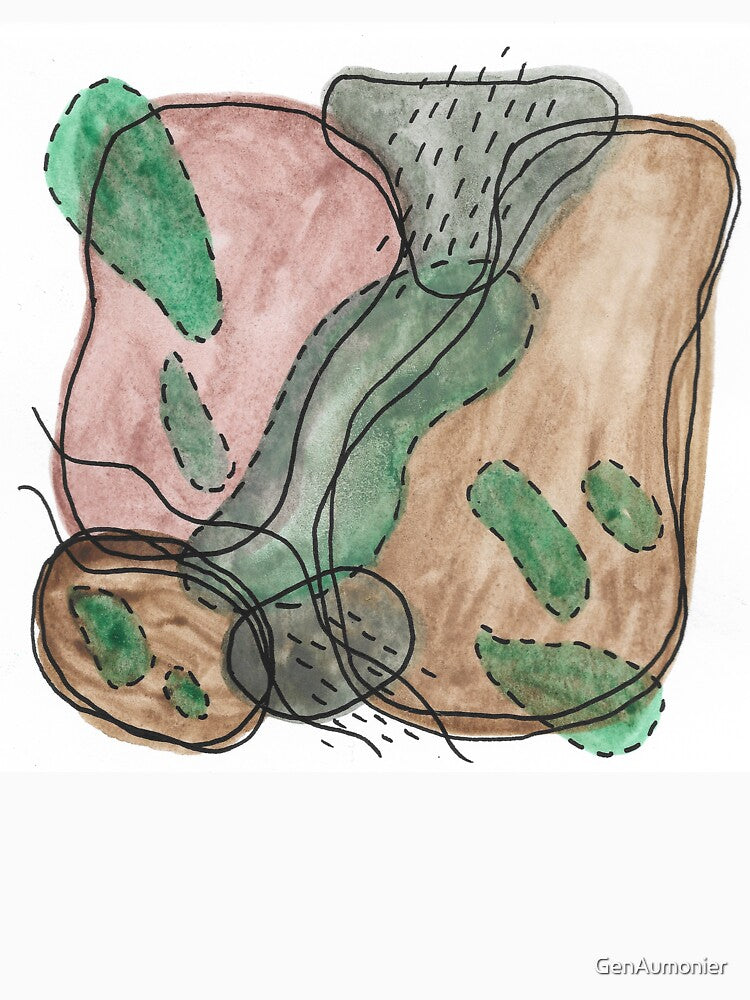 Uncharted Terrain - Watercolor and Ink Abstract by GenAumonier