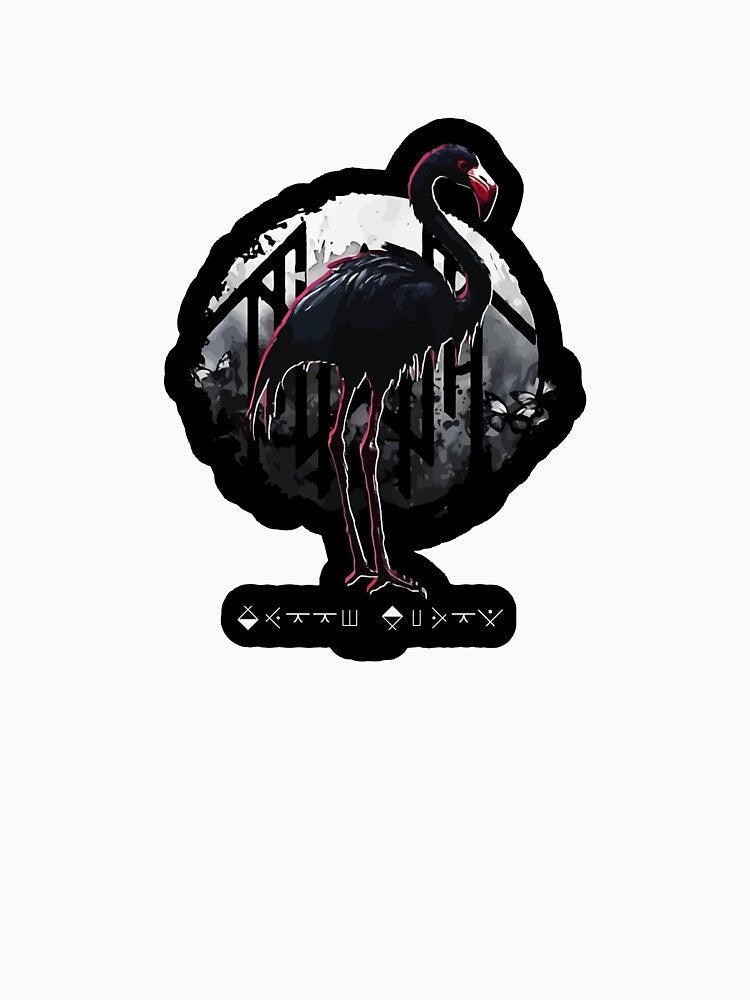 Black Flamingo Full Moon Rune Alphabet Artwork by qubikzindez Unisex , , , Long Sleeve Tee