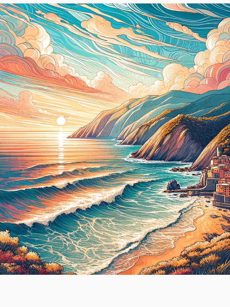 Coastal Serenity by Framd Posters Unisex , , , Long Sleeve Tee