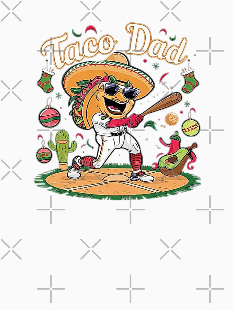 Taco Dad Hitting Baseball with Sombrero and Sunglasses by love3617 Unisex , , , Long Sleeve Tee