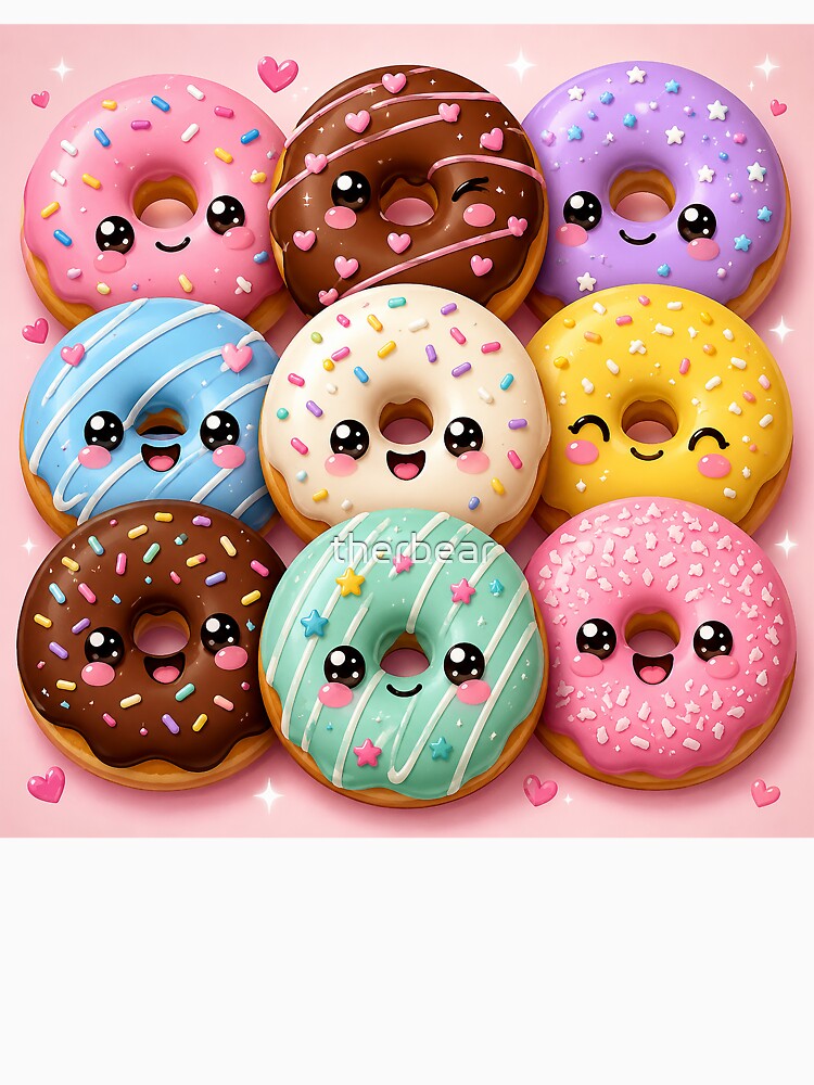 Donut kawaii by therbear Unisex , , , Long Sleeve Tee