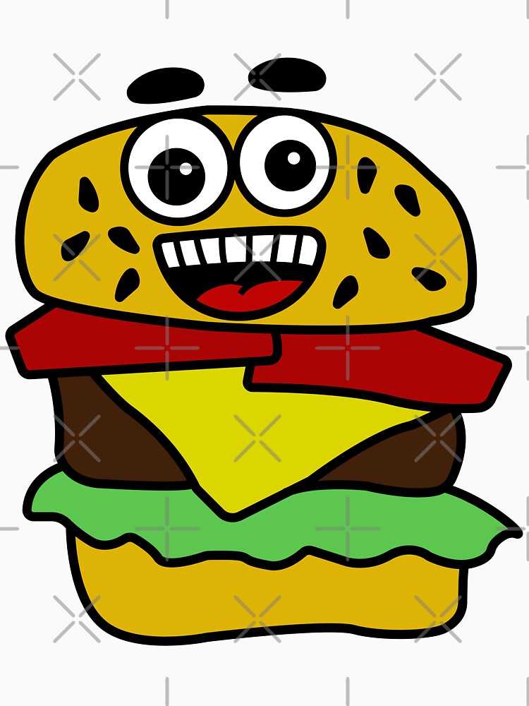 Cute Burger Smiling by RandjaDesign Unisex , , , Long Sleeve Tee