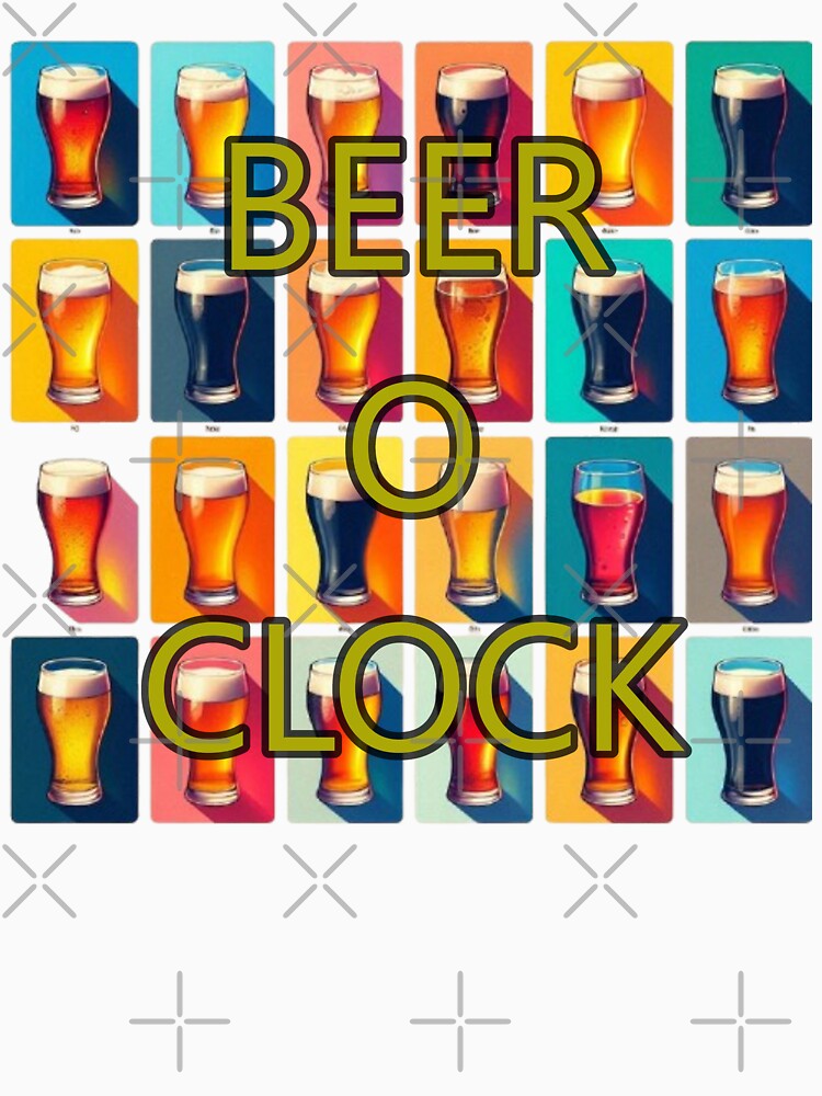 Colorful Beer Glasses Art - Beer O'Clock by hardingcarl2 Unisex , , , Long Sleeve Tee