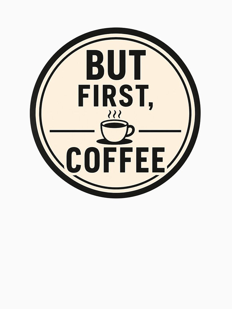 But First Coffee Minimalist Badge by EastEndTownie Unisex , , , Long Sleeve Tee