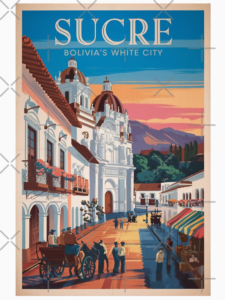 Sucre Vintage Travel Poster by TravelerRat Unisex , , , Long Sleeve Tee