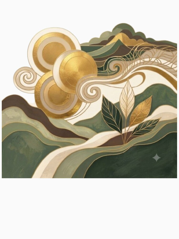 Golden Abstract Landscapes: Modern Minimalist Zen Art by Northern Glow Art