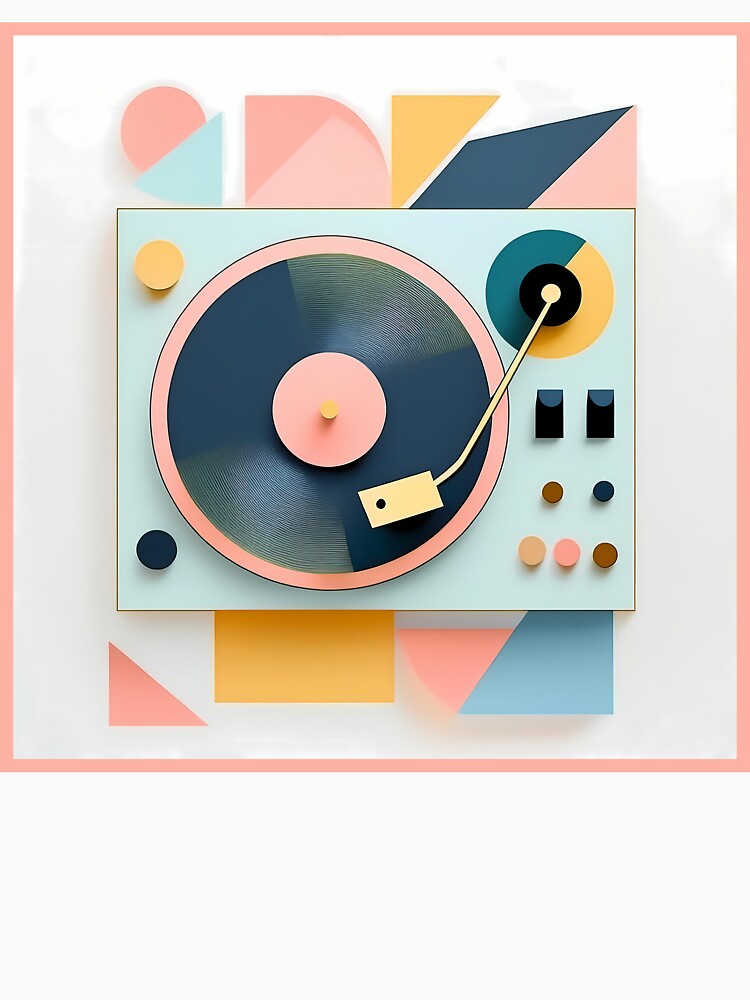DJ Turntable in a Party Event as Bauhaus Style Retro Vintage Art in Pastel Colors by OzzFrequency