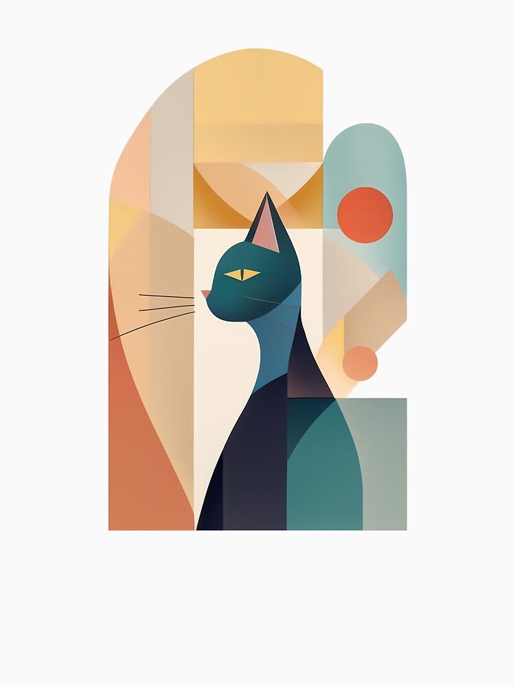 Cat as Bauhaus Style Pastel Art by OzzFrequency