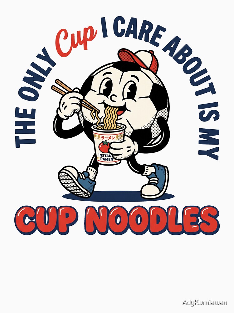 Retro Rubber Hose Soccer Ball Eating Instant Ramen Cartoon by AdyKurniawan