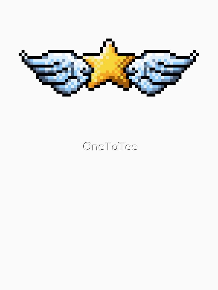 Retro Pixel Art Golden Star with Wings by OneToTee Unisex , , , Long Sleeve Tee