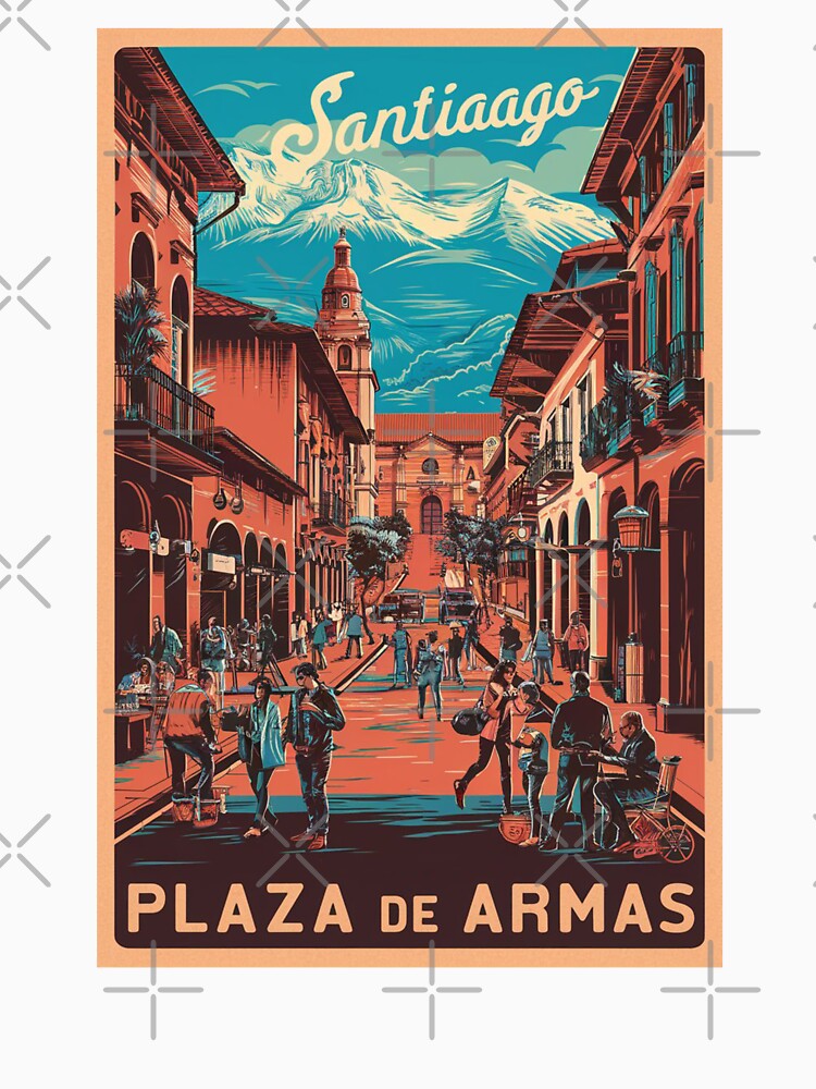 Santiago Vintage Travel Poster by TravelerRat Unisex , , , Long Sleeve Tee
