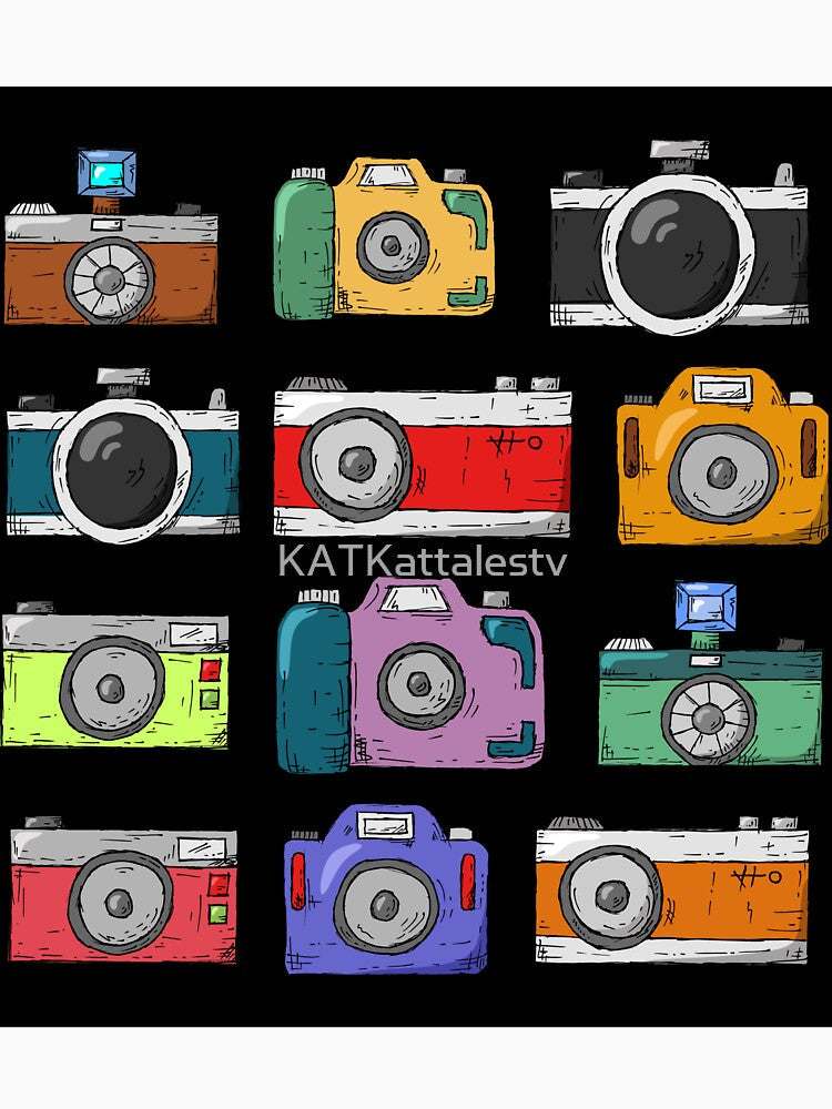 Cameras on Black by KATKattalestv Unisex , , , Long Sleeve Tee