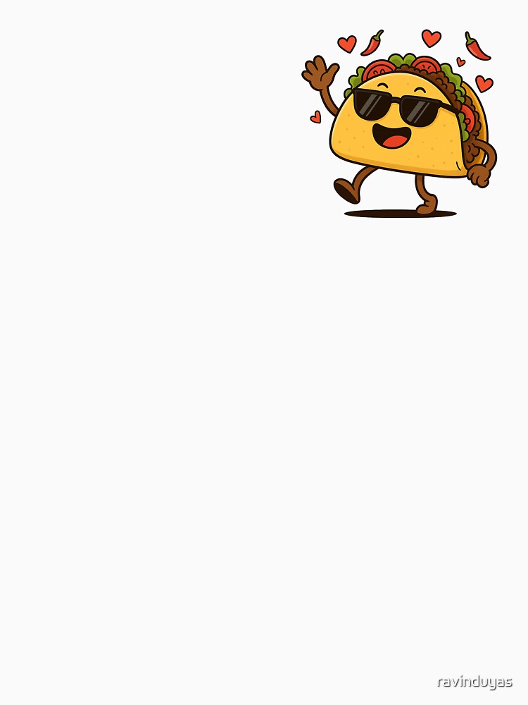 Cool Dancing Taco Cartoon | Fun Mexican Food Design by ravinduyas Unisex , , , Long Sleeve Tee