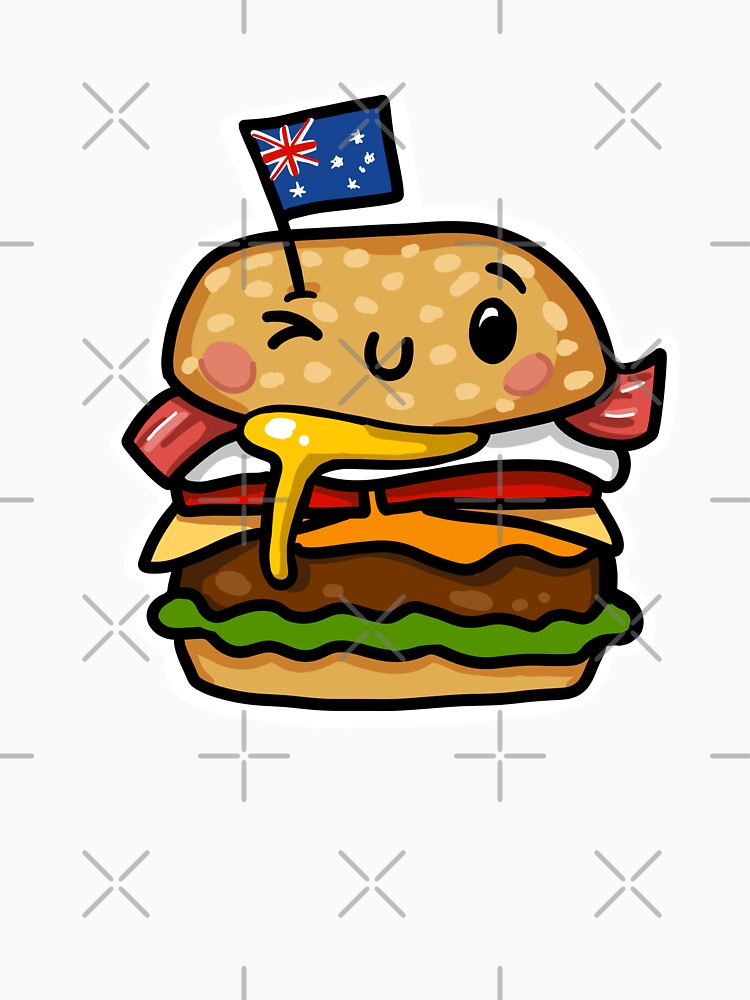 Aussie burger egg and bacon Australia cute food by sianelliot Unisex , , , Long Sleeve Tee