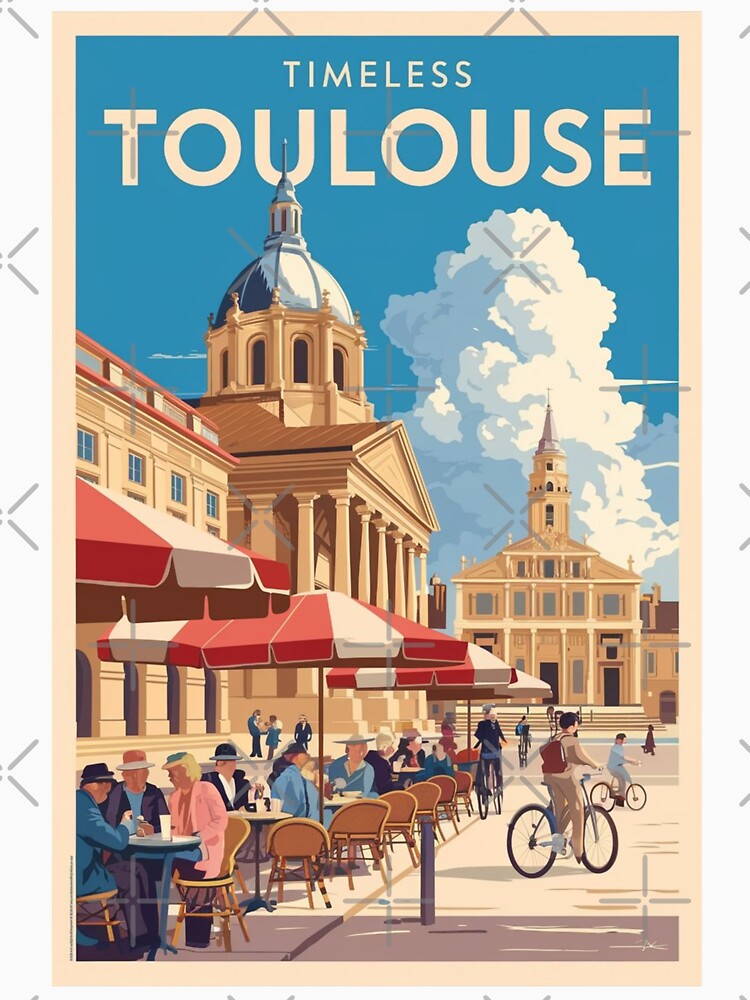 Toulouse Vintage Travel Poster by TravelerRat Unisex , , , Long Sleeve Tee