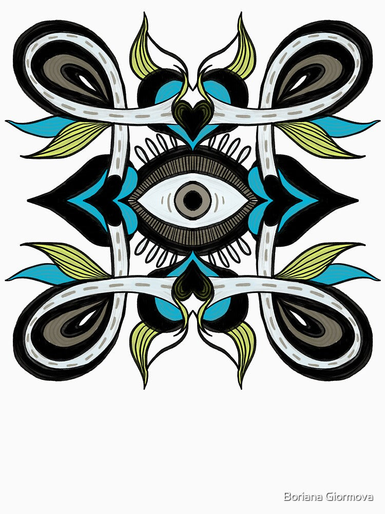 Ornamental Psychedelic Eye - Trippy Botanical Retro Surreal Art by Boriana Giormova