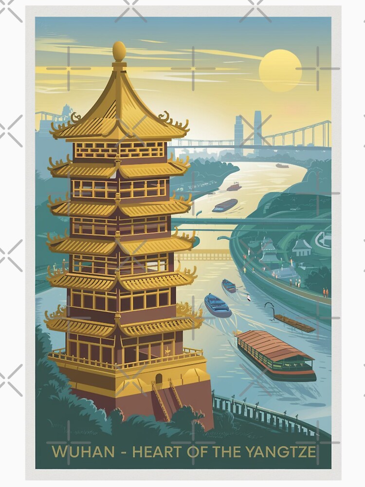Wuhan Vintage Travel Poster by TravelerRat Unisex , , , Long Sleeve Tee