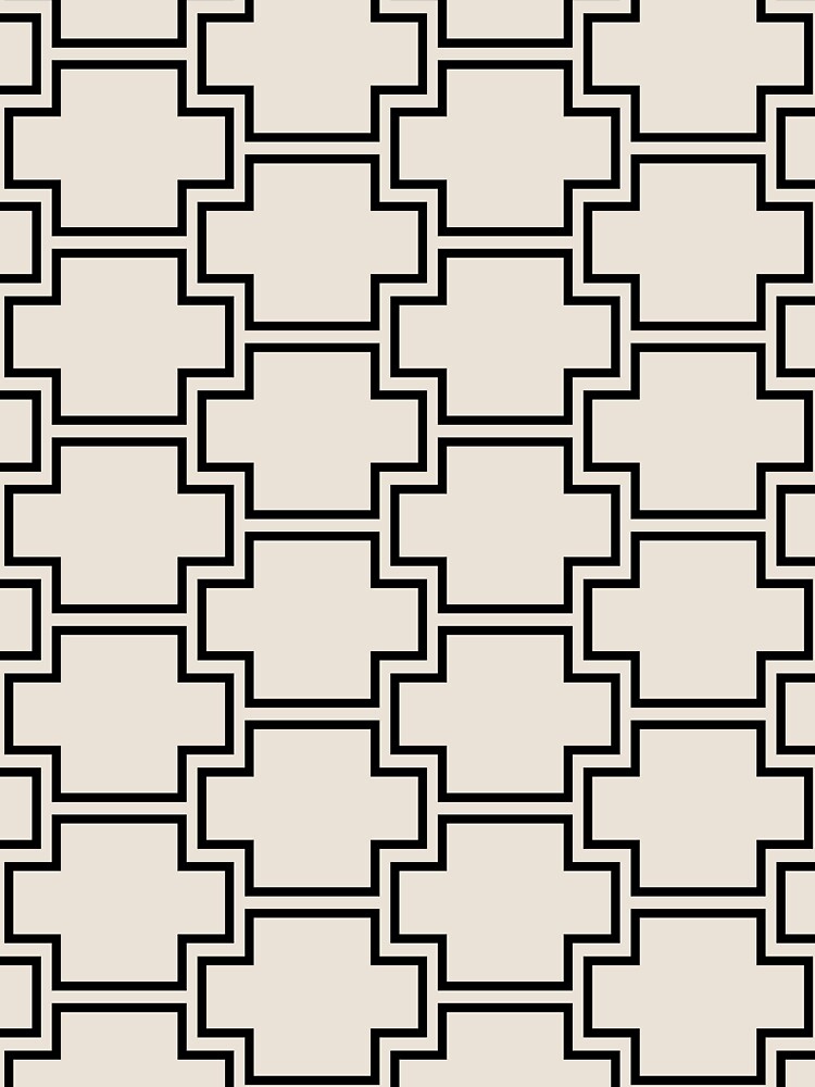 Black and Beige Tessellation Line Pattern 2 Pairs DE 2022 Popular Color Crisp Muslin DE6212 by ColorOfTheYears