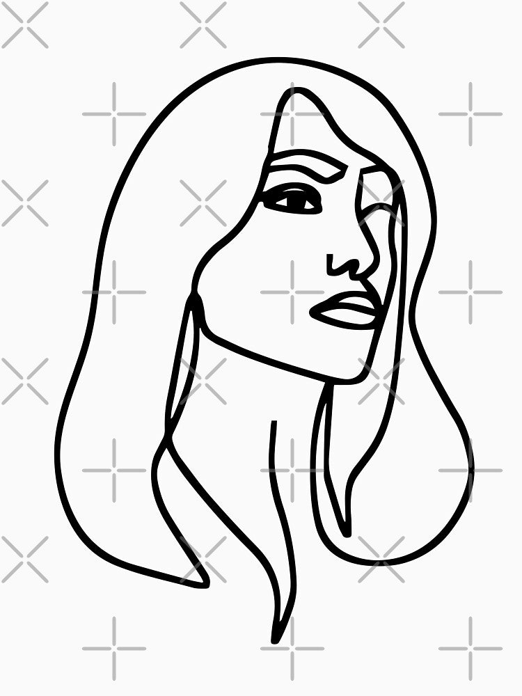Abstract Modern Female Portrait Line Drawing by RLYGR8
