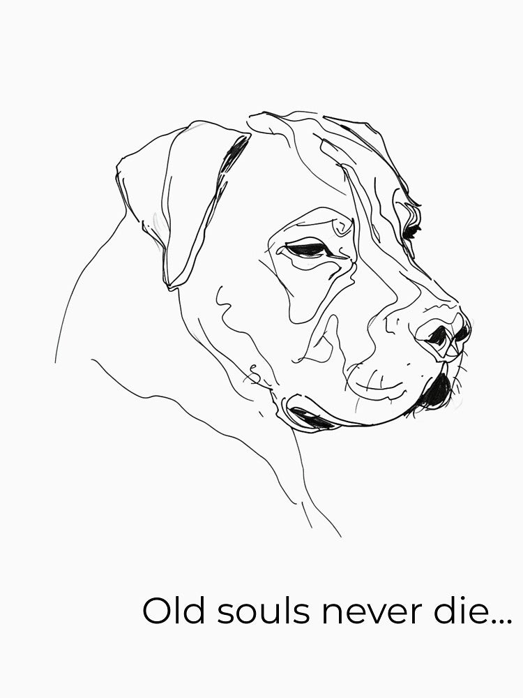Old Souls Never Die – Minimalist Dog Line Art by GentleDogStudio