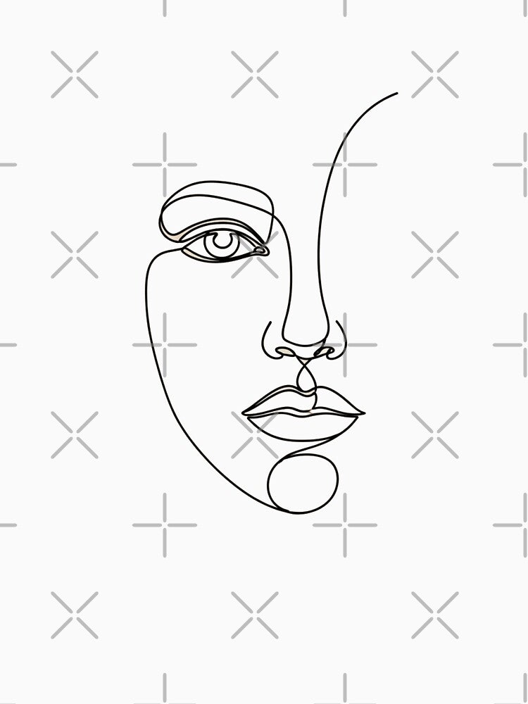 Silent Expression – Minimalist One Line Face Art by ChibiBloom