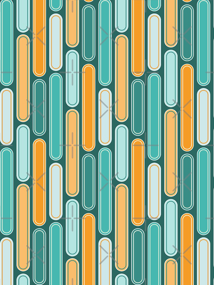 Retro Mid Century  Modern Stripes Aqua, Teal, Orange by trdstudio