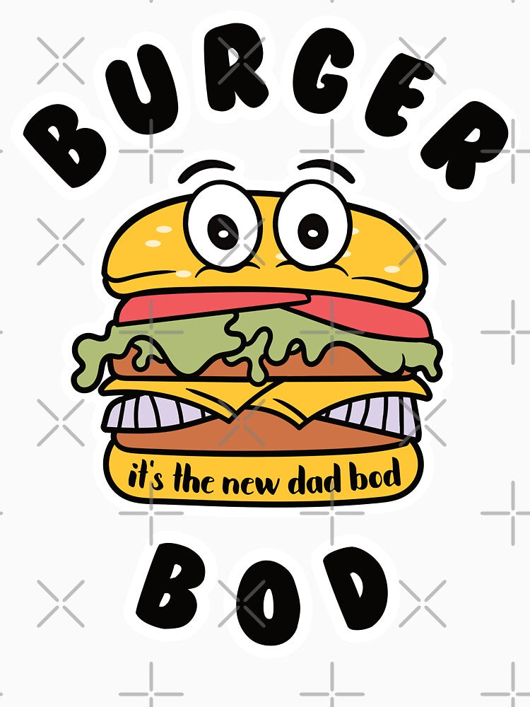Funny Burger: Burger Bod Is The New Dad Bod by Happy Puppy Print On Demand Unisex , , , Long Sleeve Tee