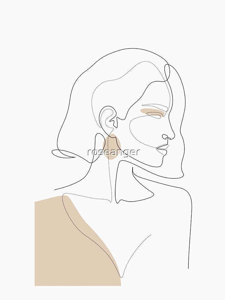 Two Line Girl Profile Portrait Art by roseanger