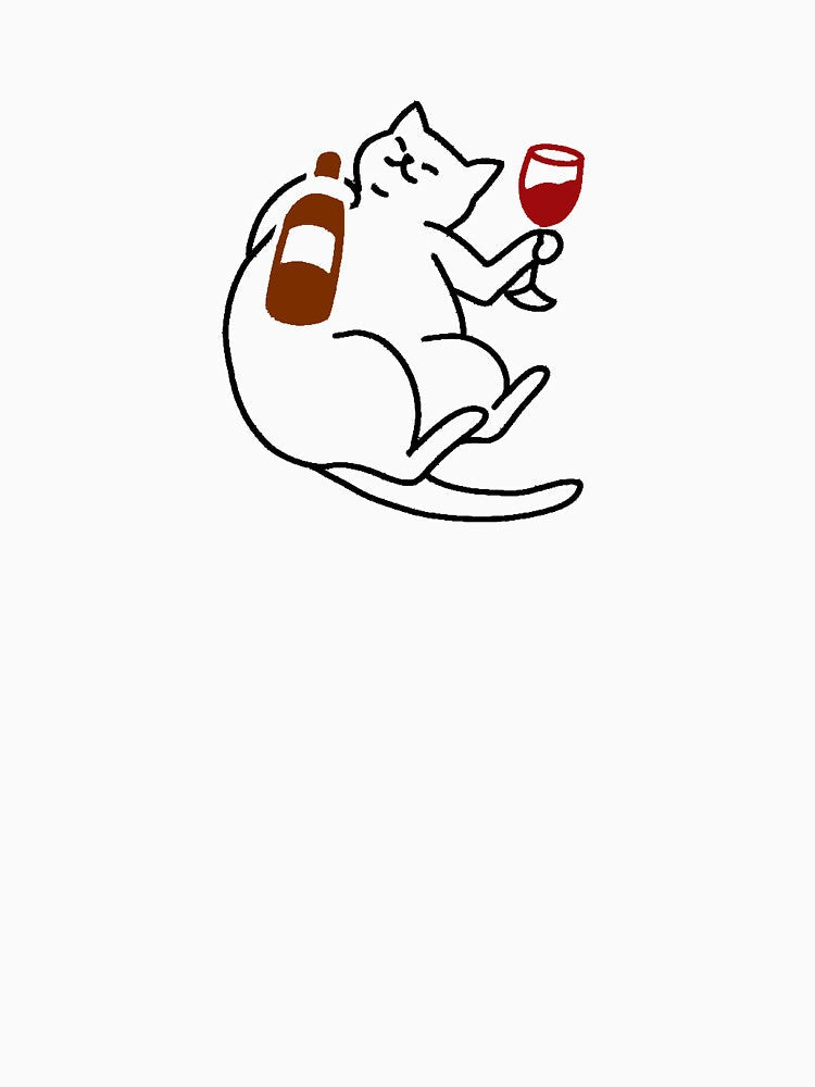 Chill Cat Relaxing with Wine Bottle by PholPol1959 Unisex , , , Long Sleeve Tee