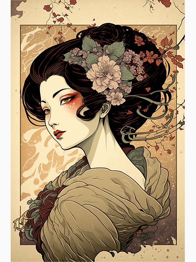 Japanese Woman in Spring - Art Nouveau Style by ArtNouveauChic Unisex , , , Long Sleeve Tee