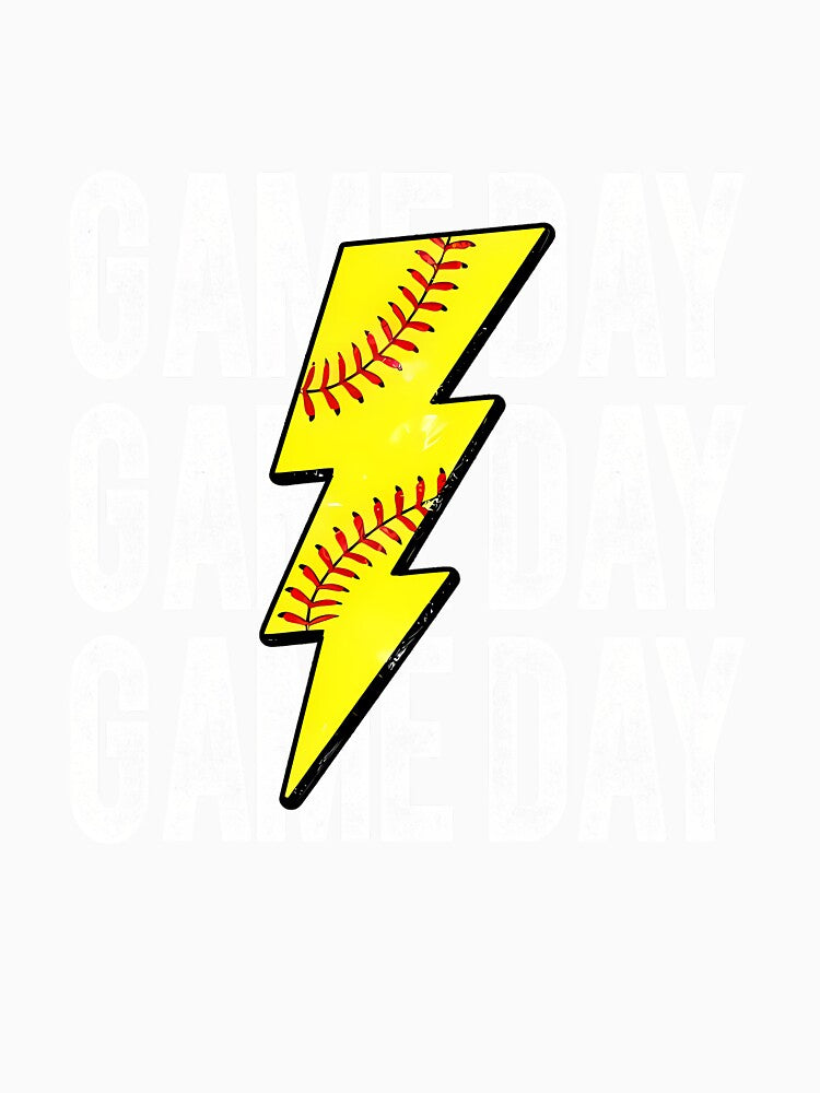Game Day Softball Lightning Bolt Softball Mom Dad Girl Boy Long Sleeve by ArleneRowe Unisex , , , Long Sleeve Tee