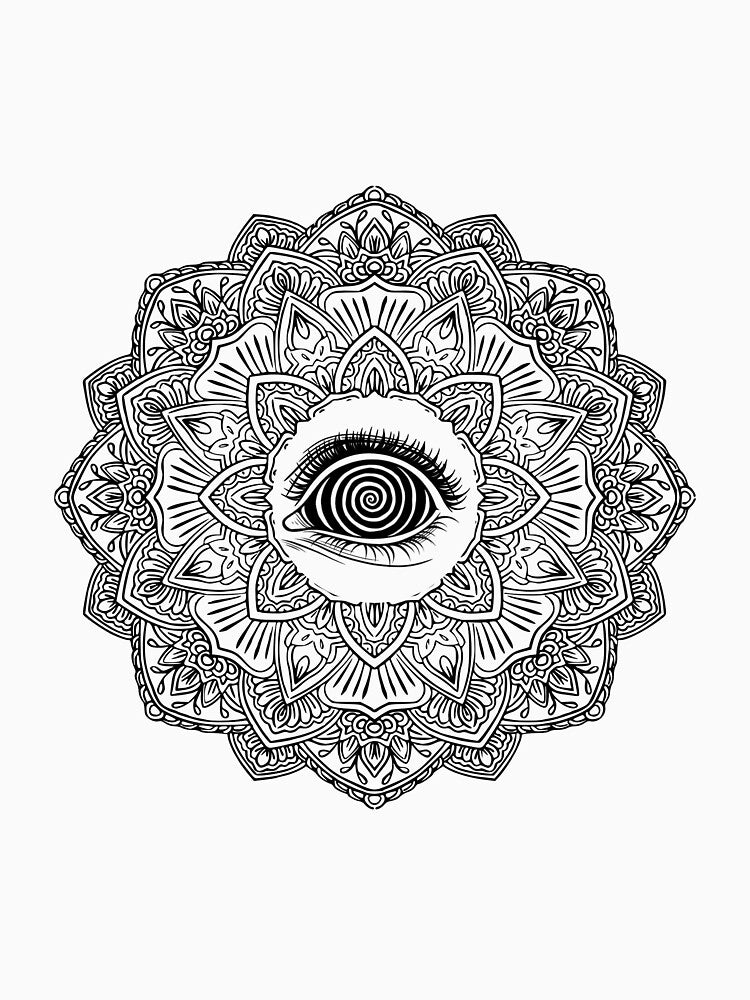 Psychedelic eye mandala - Black and White by zarifiqbal