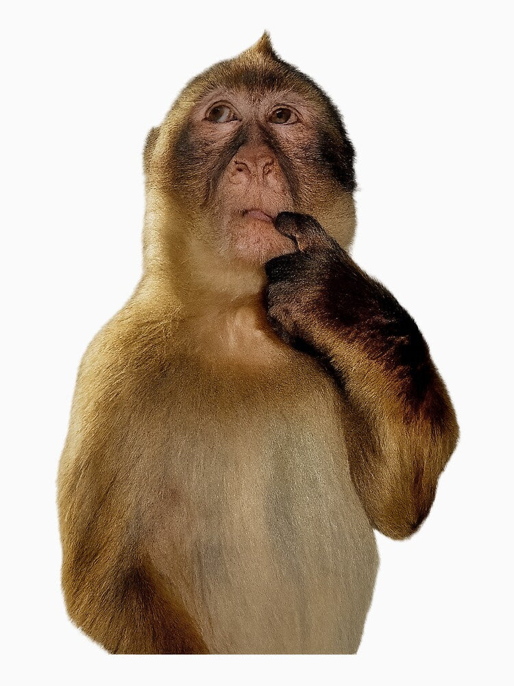 Monkey Thinking (cutout) by APhantasticBean Unisex , , , Long Sleeve Tee