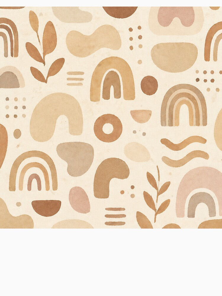Soft Abstract Shapes Pattern in Neutral Earth Tones | Minimalist Boho Style by DrizzyV
