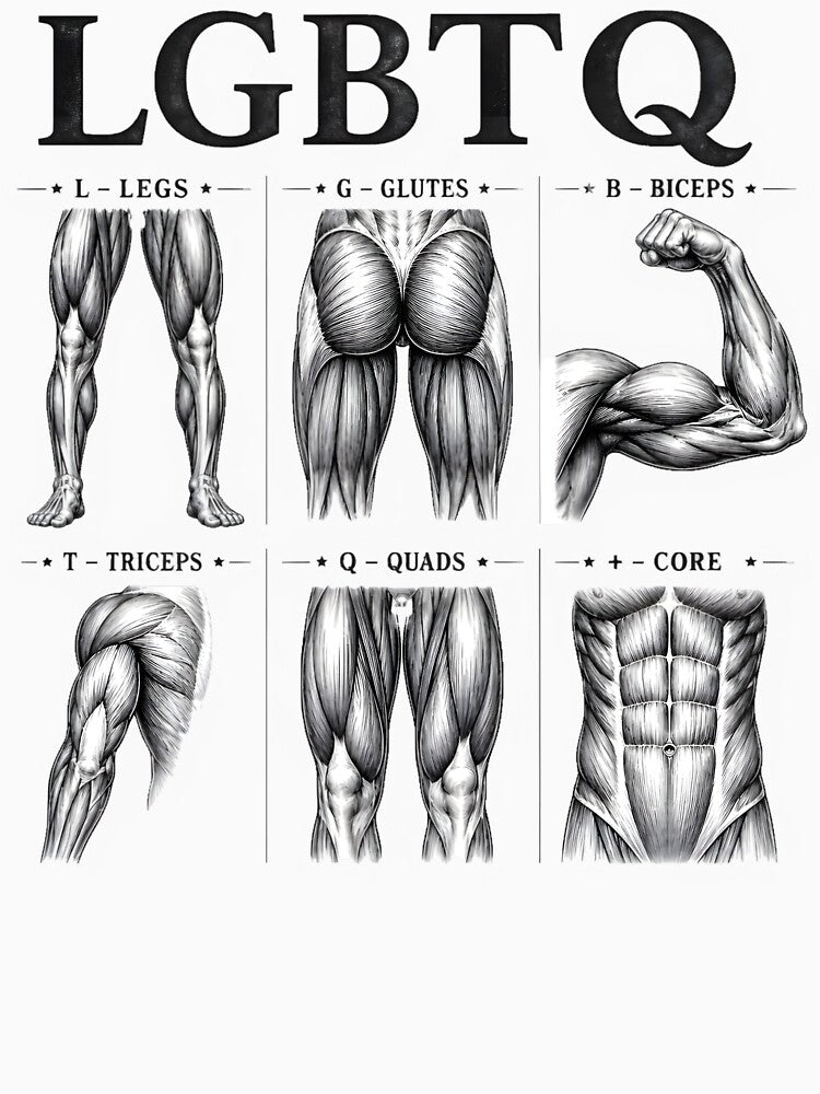 LGBTQ Legs Glutes Biceps Triceps Quads Core Anatomy Workout by AnnDesignStudio Unisex , , , Long Sleeve Tee