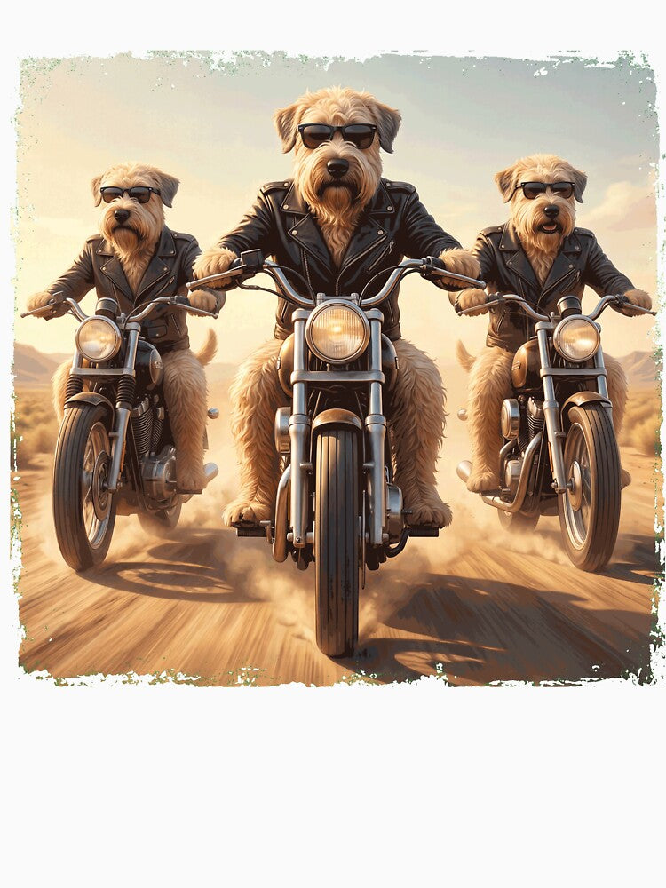 Funny Soft Coated Wheaten Terrier Motorcycle Meme Dog Lover by DoodleTortle Unisex , , , Long Sleeve Tee