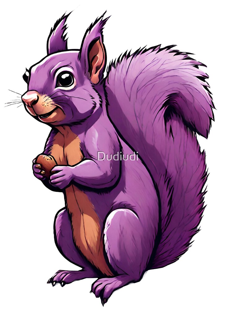 A squirrel sitting in a tree, purple in color. by Dudiudi Unisex , , , Long Sleeve Tee