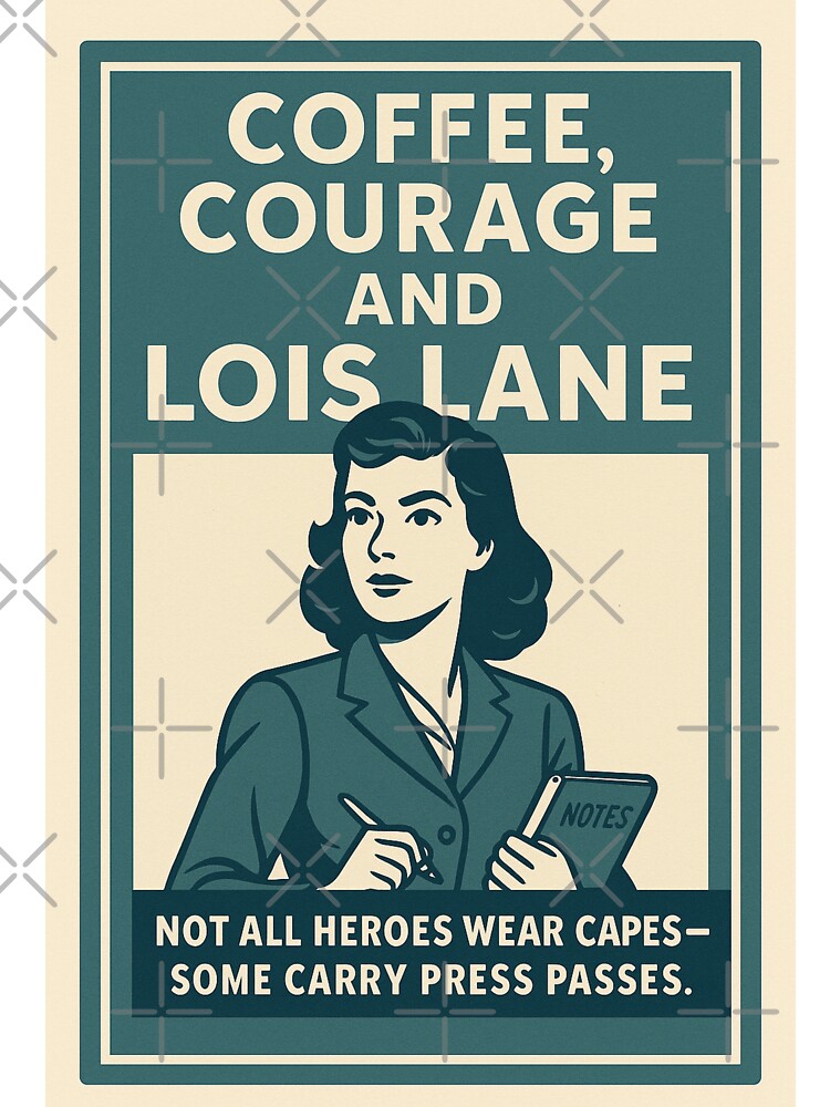 Coffee, Courage, and Lois Lane – Vintage Poster Style by Lavoretty Unisex , , , Long Sleeve Tee