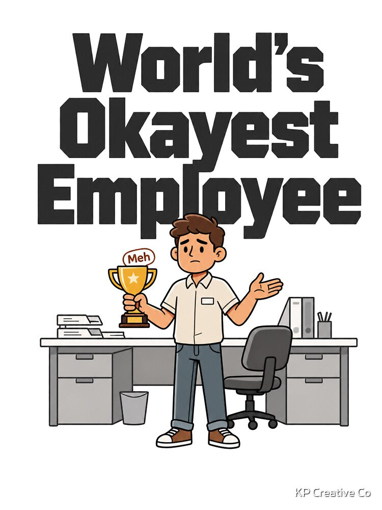 World's Okayest Employee Funny Office Worker Design by KP Creative Co Unisex , , , Long Sleeve Tee