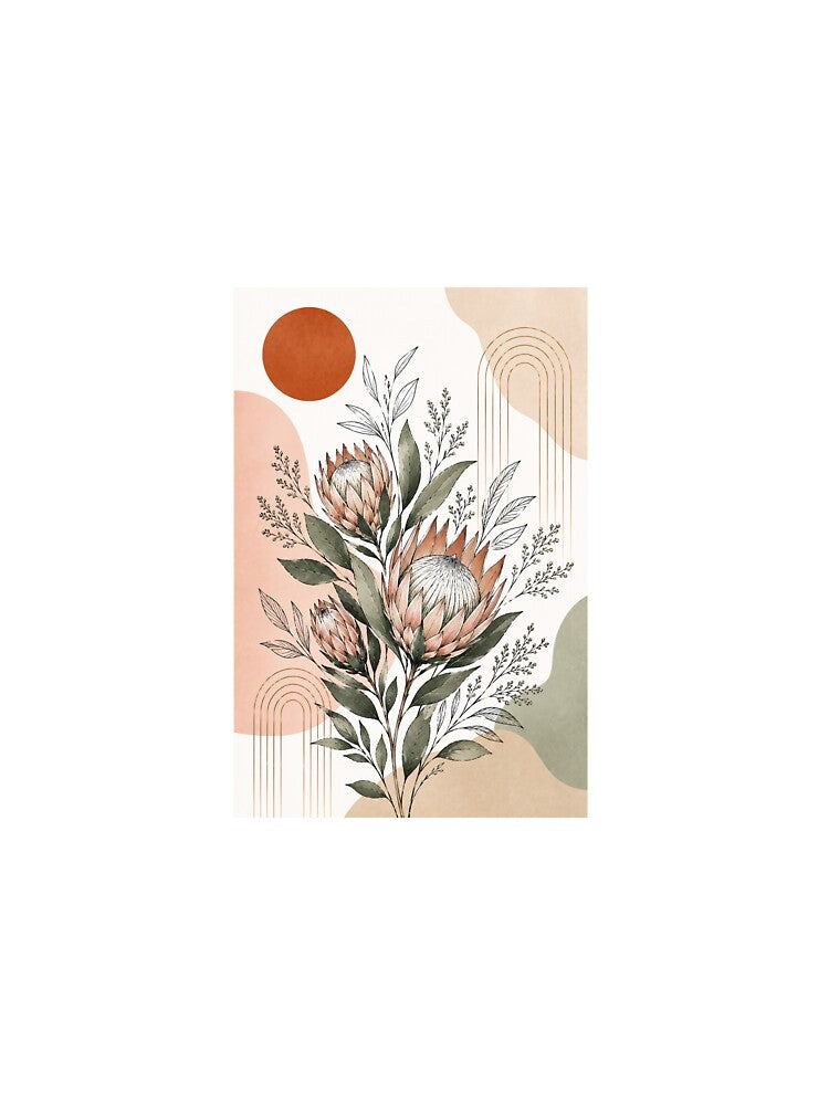 Minimalist Boho Protea Floral Print by AlexGreaney