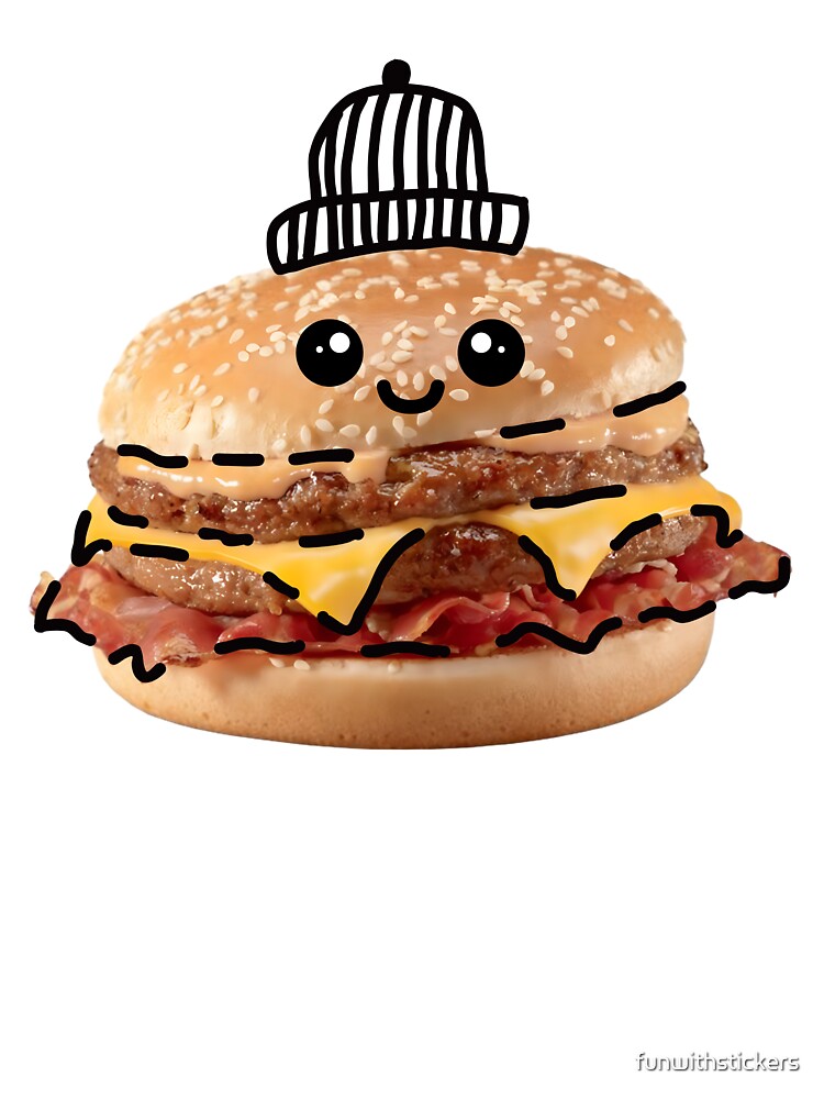 Happy Burger Character by funwithstickers Unisex , , , Long Sleeve Tee