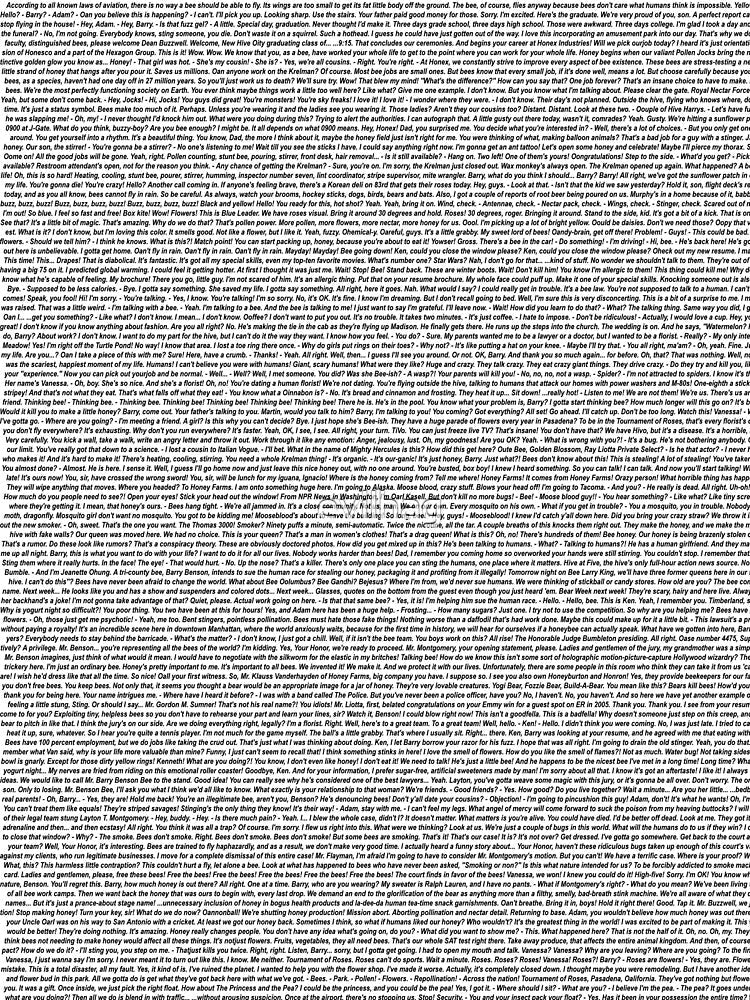 The Entire Bee Movie Script by evilhag Unisex , , , Long Sleeve Tee