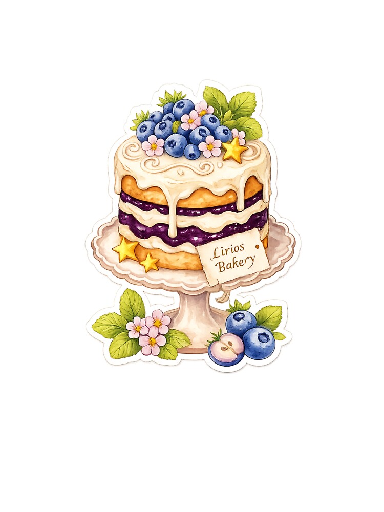 beautiful and magical blueberry decorated cake by LiriosLand