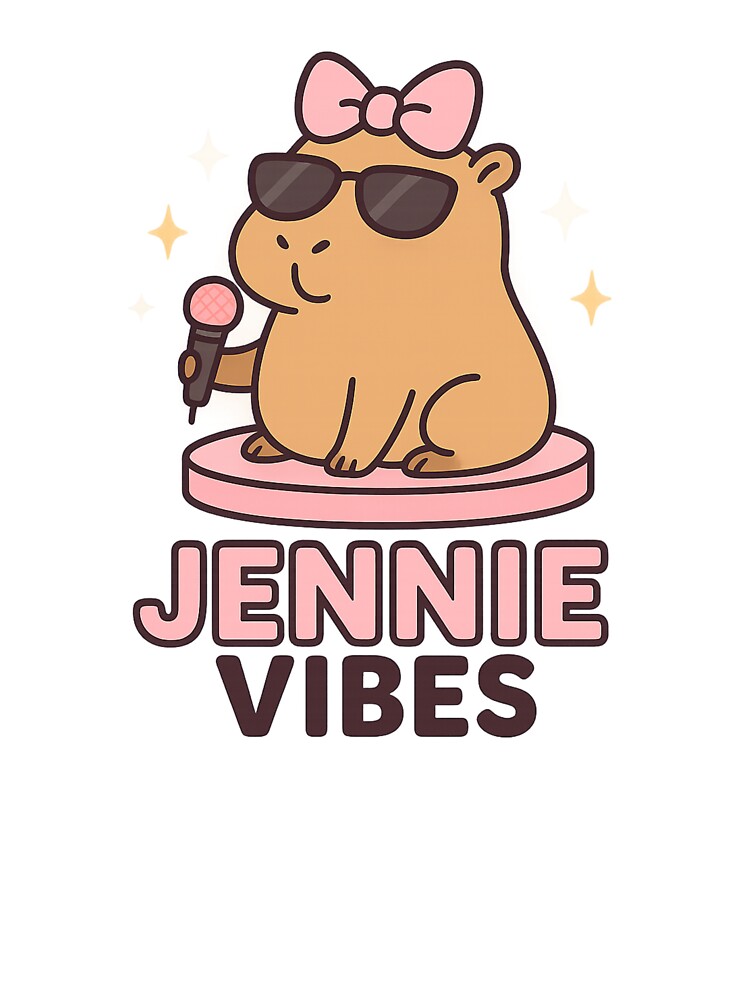 Jennie Vibes Capybara – Cute K-Pop Fan Art in Kawaii Pastel Style by NovaMoodCo Unisex , , , Long Sleeve Tee