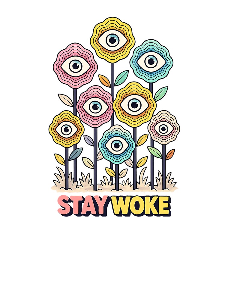 Stay Woke Trippy Flower Eye Psychedelic Design by SoftSproutstu
