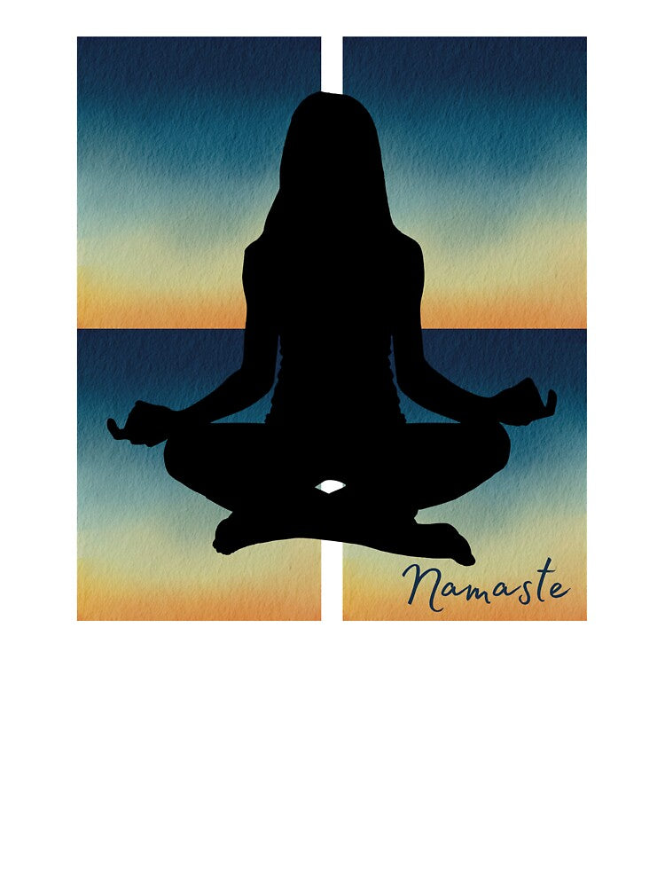 Meditation Silhouette with Gradient Background – Namaste Inner Calm Design by JuanaDesigns