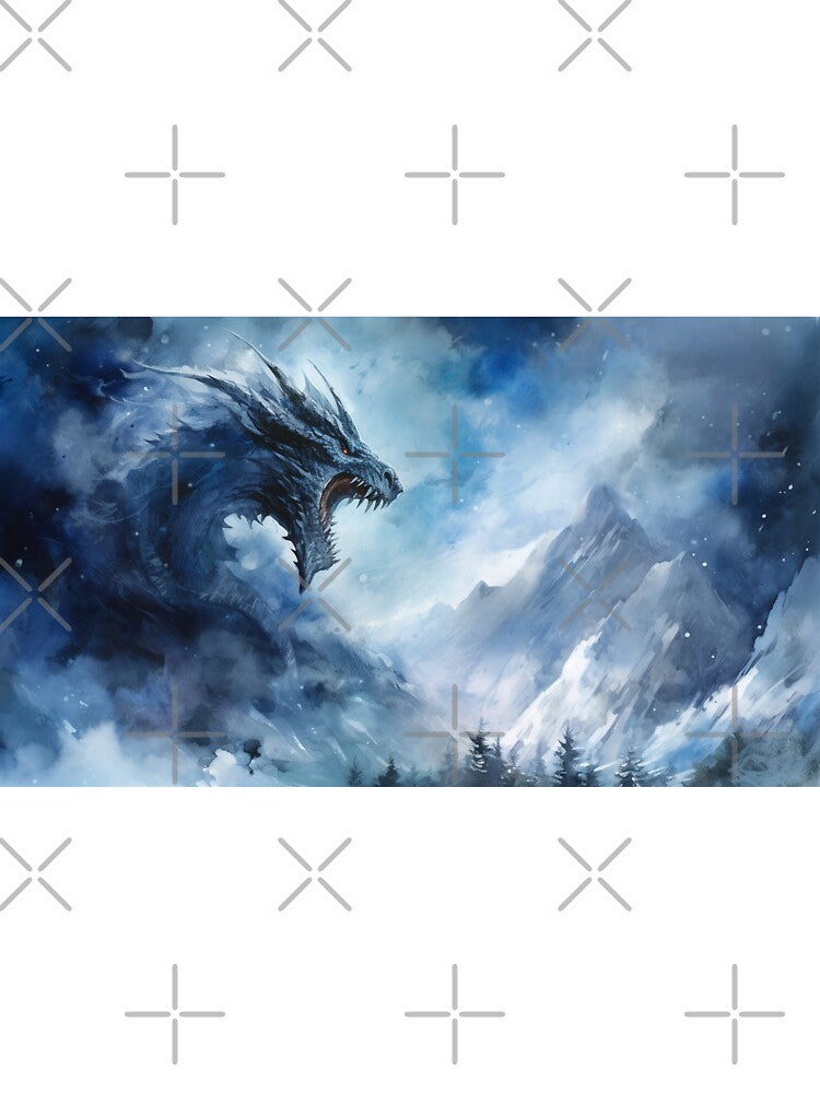 Dark Fantasy Watercolor - Roaring Ice Dragon by Fantasy Masterpiece
