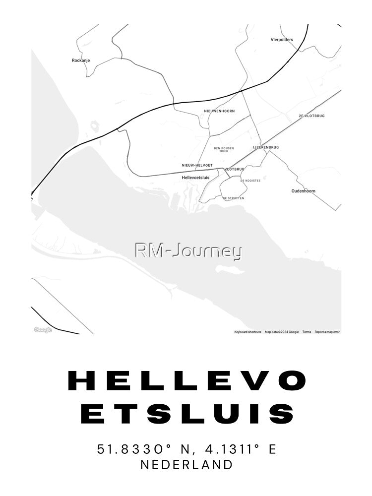 Hellevoetsluis Minimalist Map Art | Netherlands | 51.8330° N, 4.1311° E by RM-Journey