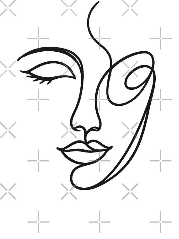 Female Face Line Art Minimal Portrait Illustration by Combat Skies